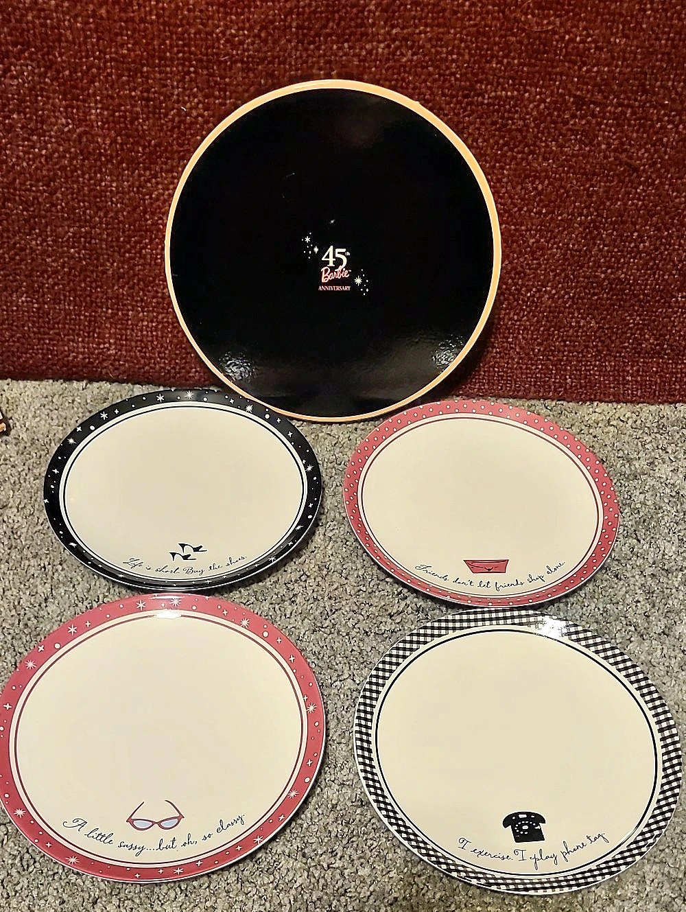 Hallmark Barbie 45th Anniversary Dessert Plate Set Red & Black